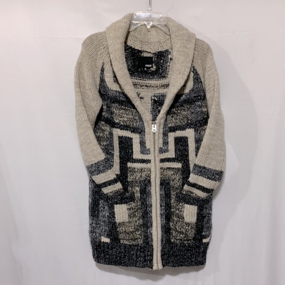 WILFRED Free full zip cardigan sweater jacket chunky wool generously sized XS
